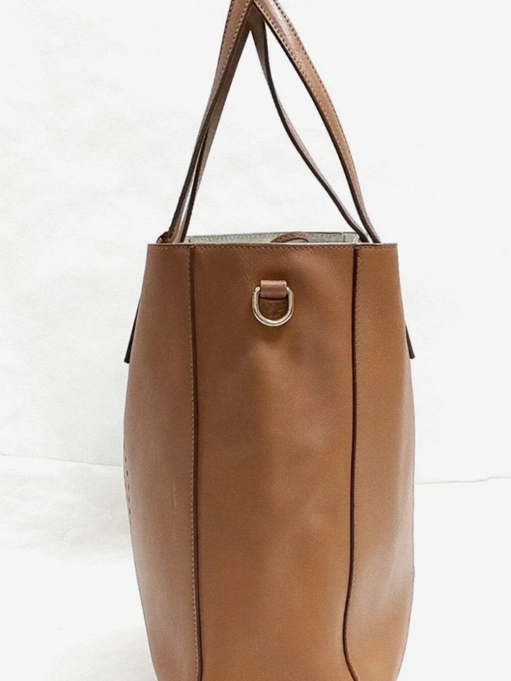 Anya Hindmarch Smiley Face Leather Tote Bag Tan Made In Italy View 3